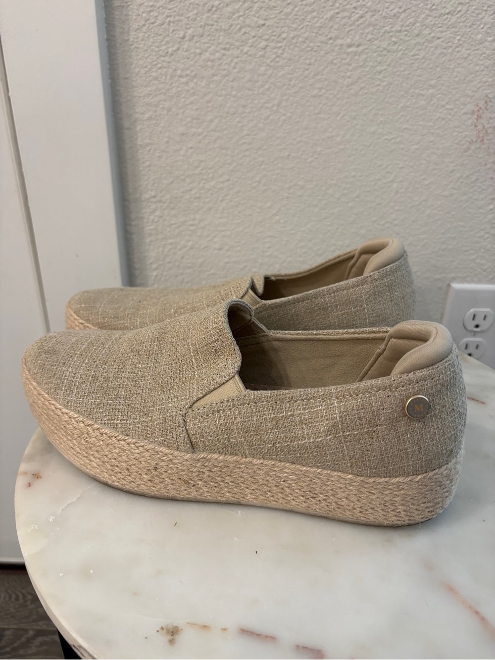 Slip-On Platform Espadrille Sneakers in Natural Beige Martha Stewart edition